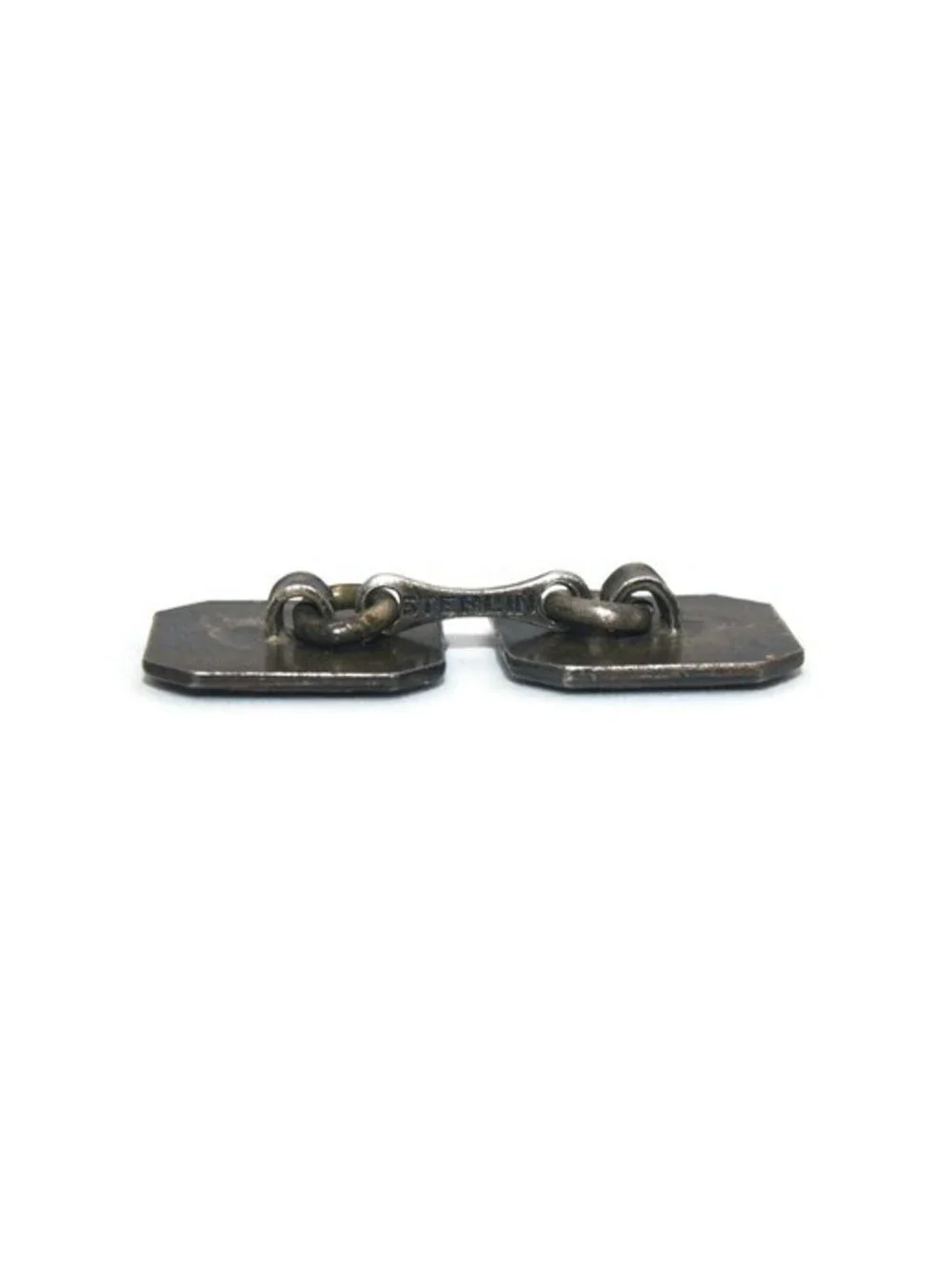 Antique Sterling Silver Double Sided Octagonal Cuff Links. Marked Sterling.
